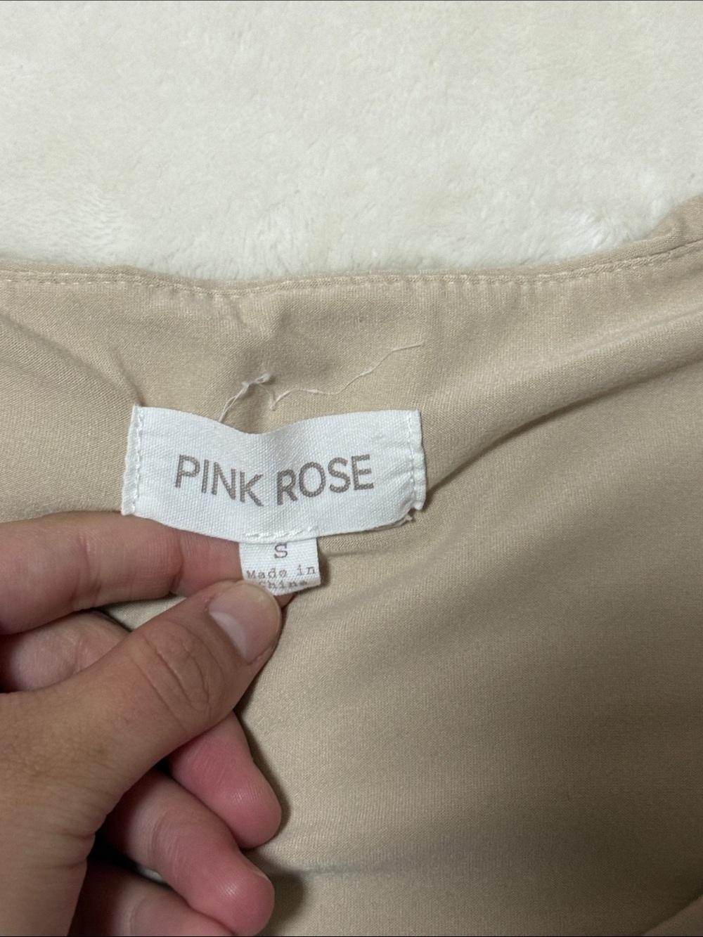 Pink Rose Beige Scoop Neck Short Sleeve Tee - Picture 2 of 3